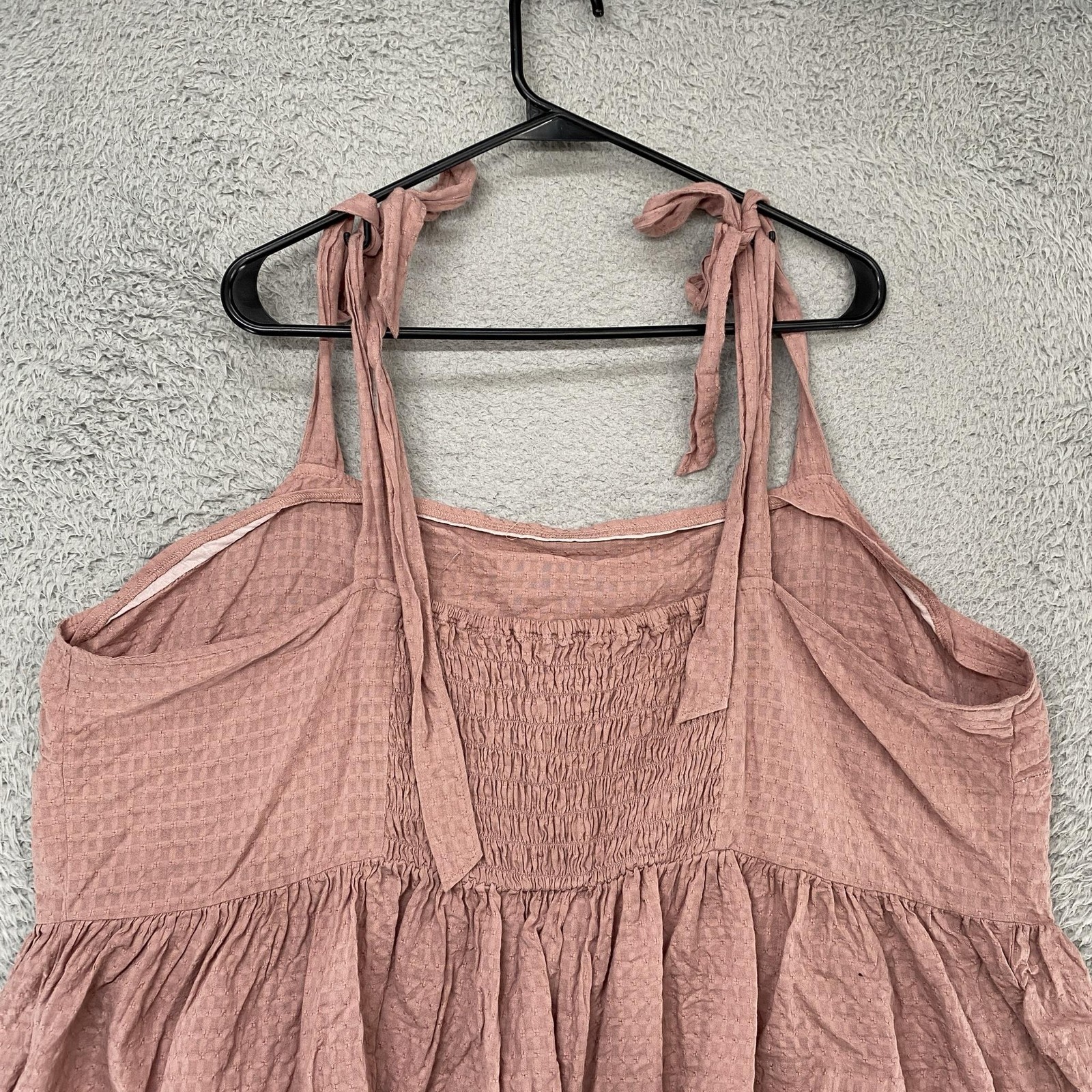 Madewell Tank Top Womens 3X Pink Tie Strap Peplum Ruffle Hem Summer Mauve Smock