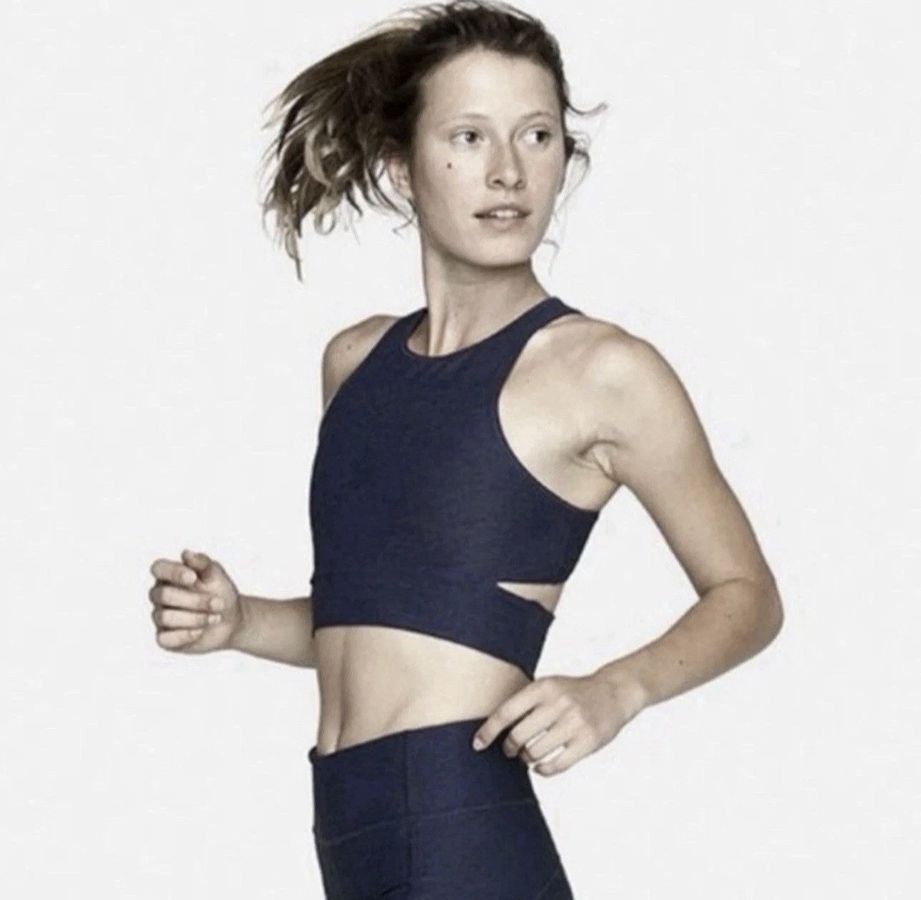 Outdoor Voices Slash Back Navy Blue Sleeveless Athletic Crop Top Women’s Small