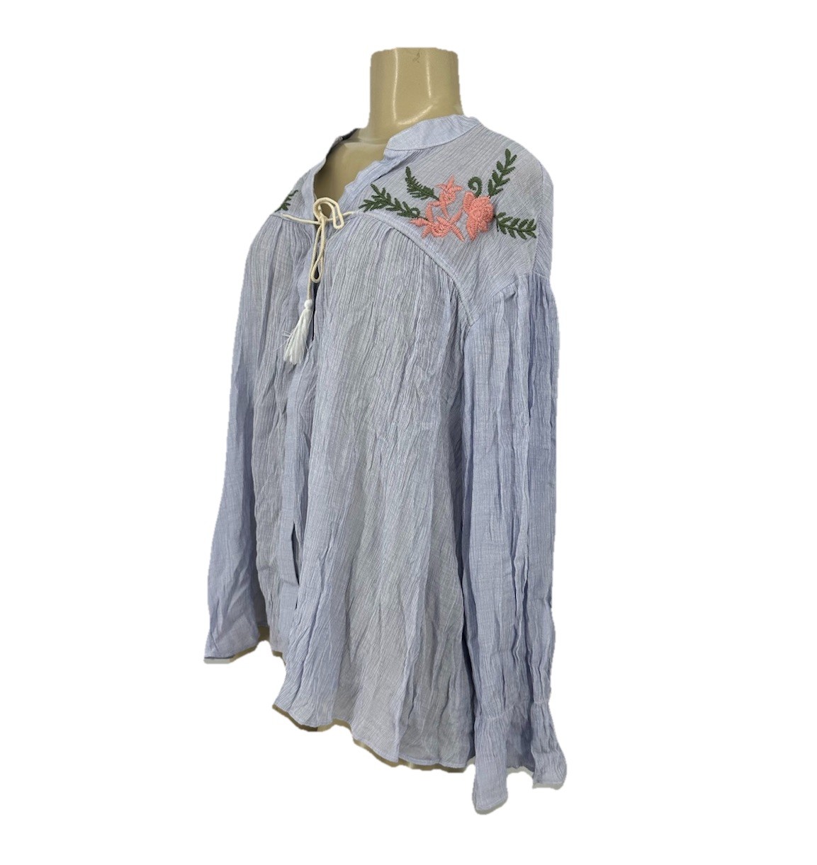 NEW En Creme Large Women Embroidered Long Sleeve Blouse Top Q10