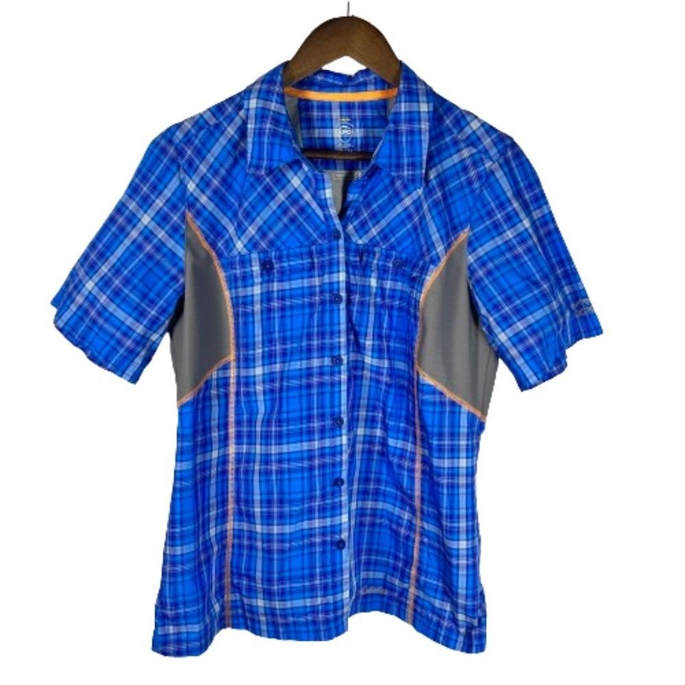 Cabelas XPG Womens M Plaid Button Front Shirt Cooling Hiking Outdoor Gorpcore