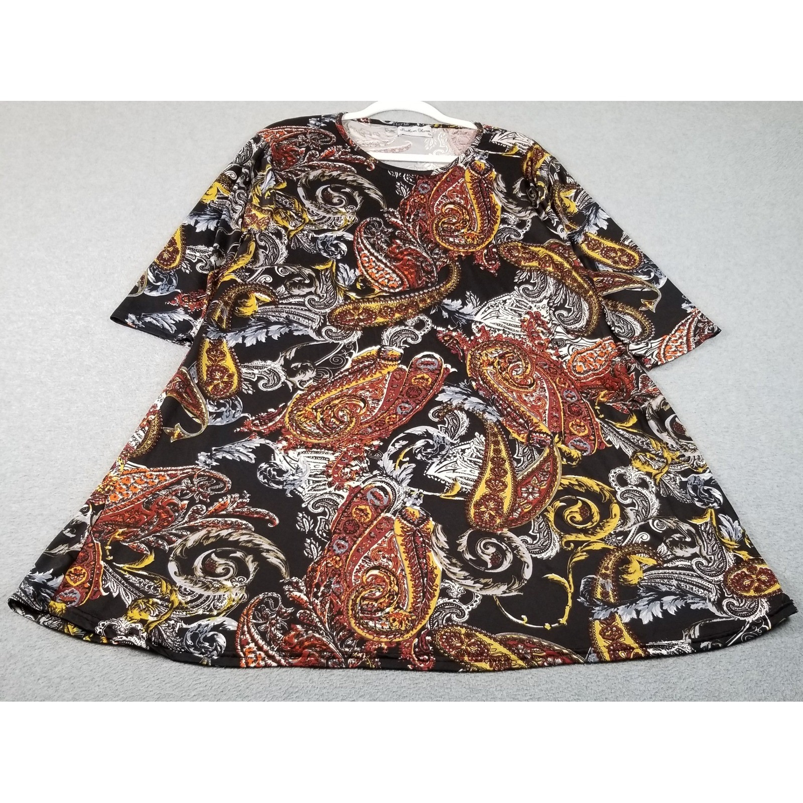 Southern Charm Tunic Top Women’s XL Extra Large Paisley 3/4 Sleeve Stretch Boho