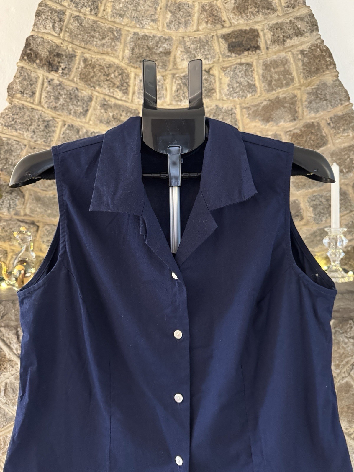 Vintage Y2K Fairway Sport Sleeveless Button Up Blouse Blue Size L Made In USA