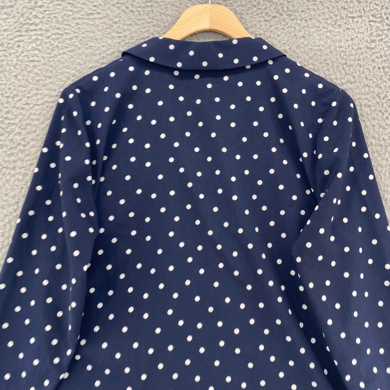 Boden Shirt Women 2 Navy Polka Dot Button Up Long Sleeve Notch Lapel Office Work