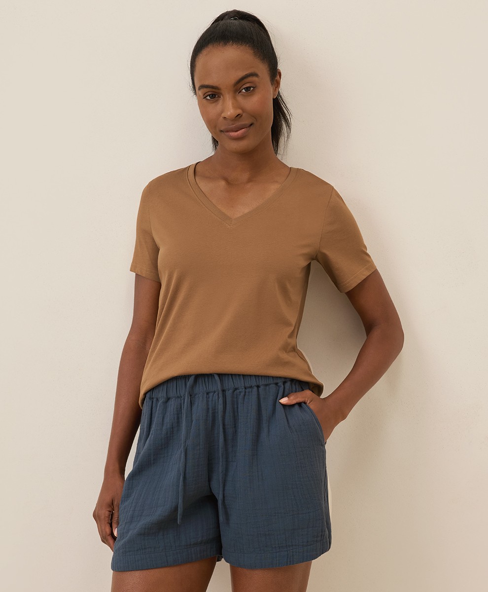Pact Women’s Softspun V-Neck Tee 2X-Large Brown Sugar Soft Comfortable Top