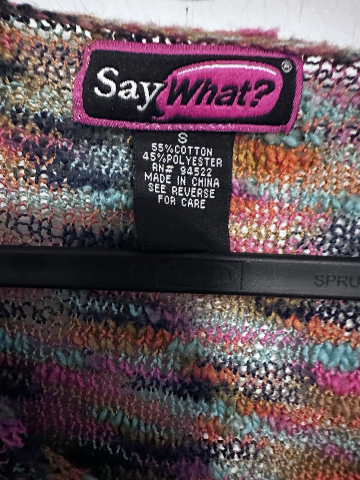 Vtg Say What? Womens Crochet Knit Retro Y2K Boho Hippie Festival Top Sz S