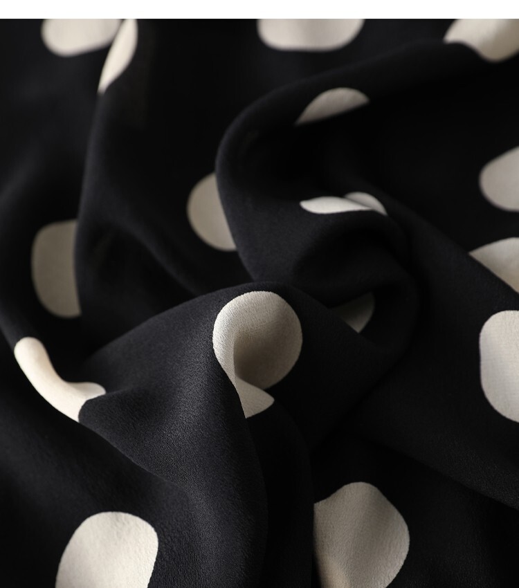 100% Mulberry Silk Black Polka Dots Short Sleeve Women T-Shirt Shirt Top MM142