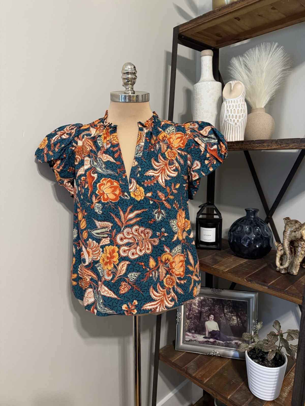 Ulla Johnson Women’s Evelyn Top Delphinium Print Size 4 100% Cotton