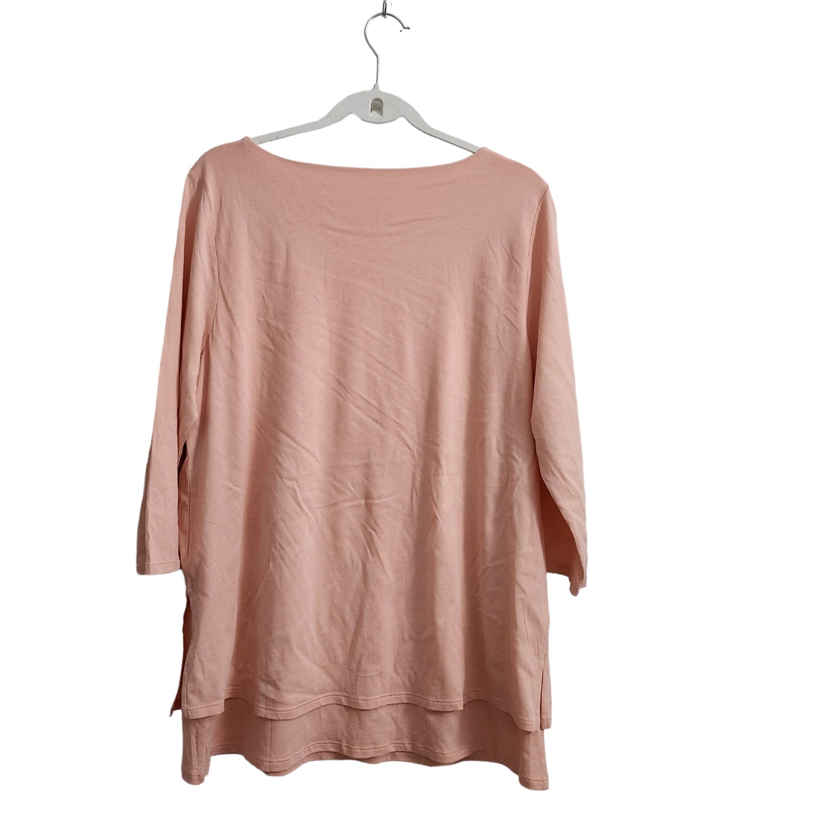 J. Jill Purejill Top Large Salmon Pink Boat Neck Layered Tunic Blouse Shirt