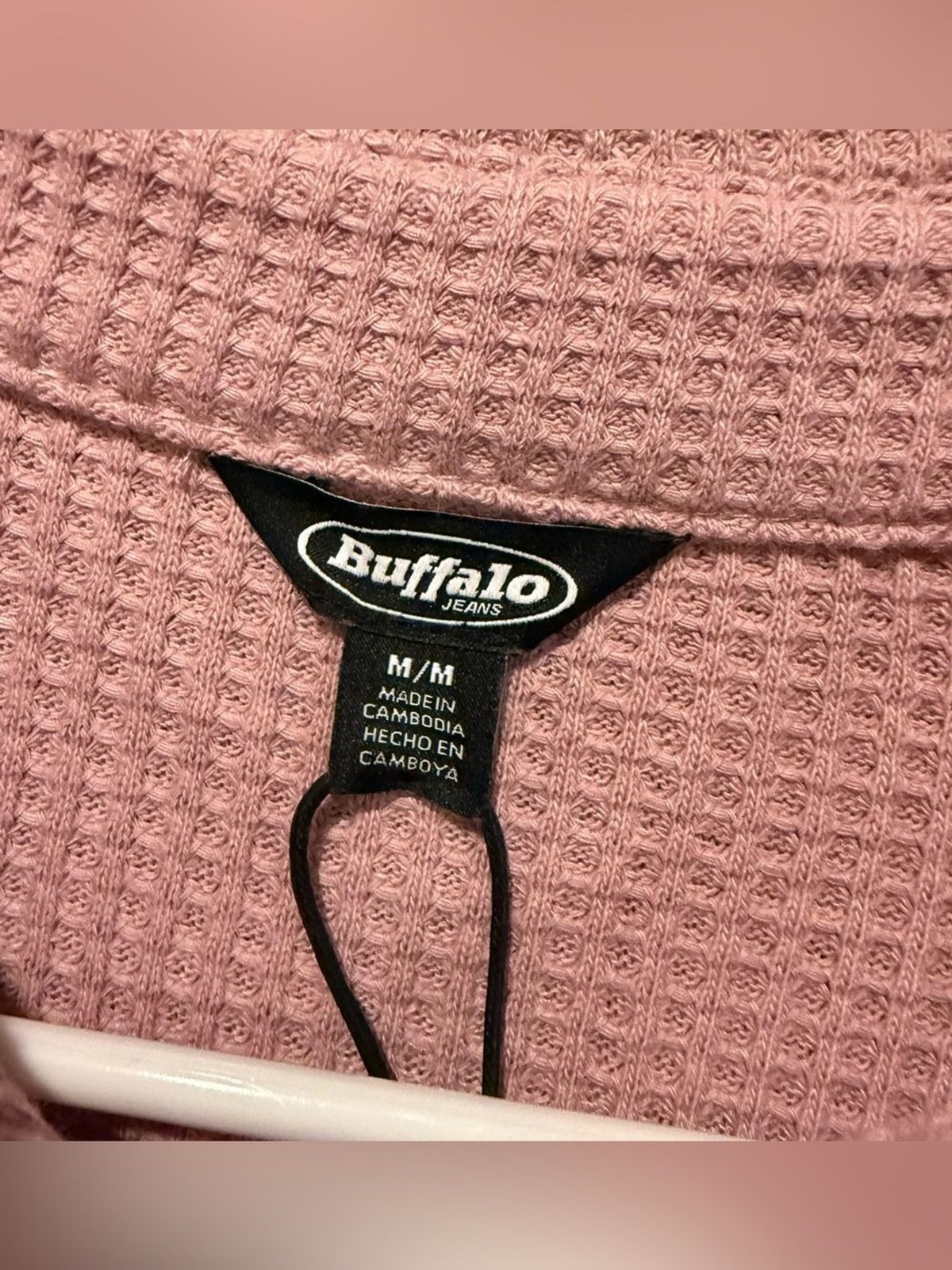 Buffalo Waffle Knit Shirt Womens M Pink Soft Button Up Textured Comfy Casual NWT
