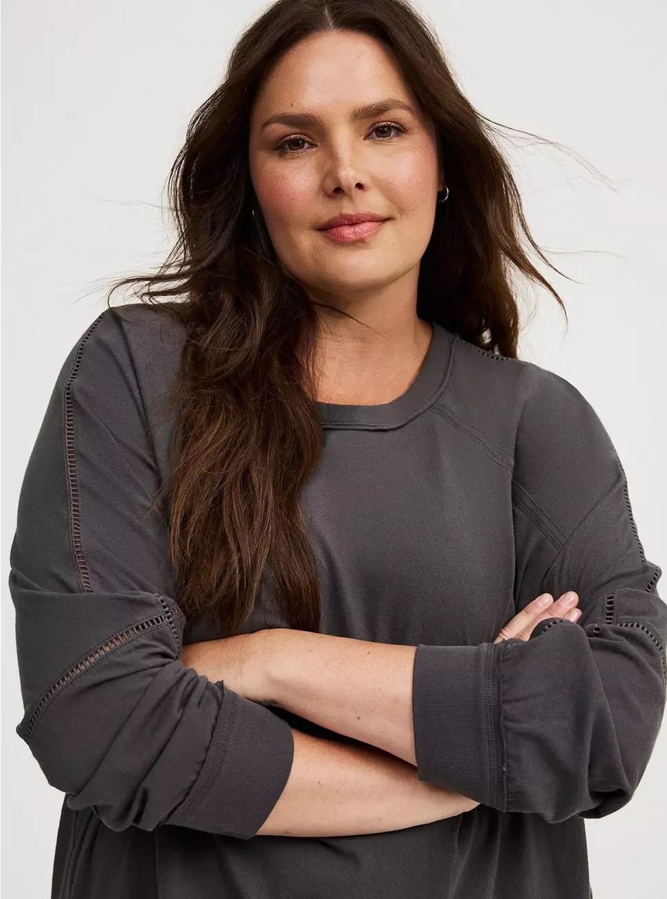 Torrid Plus 1X Long Sleeve Relaxed Dolman Tee Crew Neck Vintage Black NWT