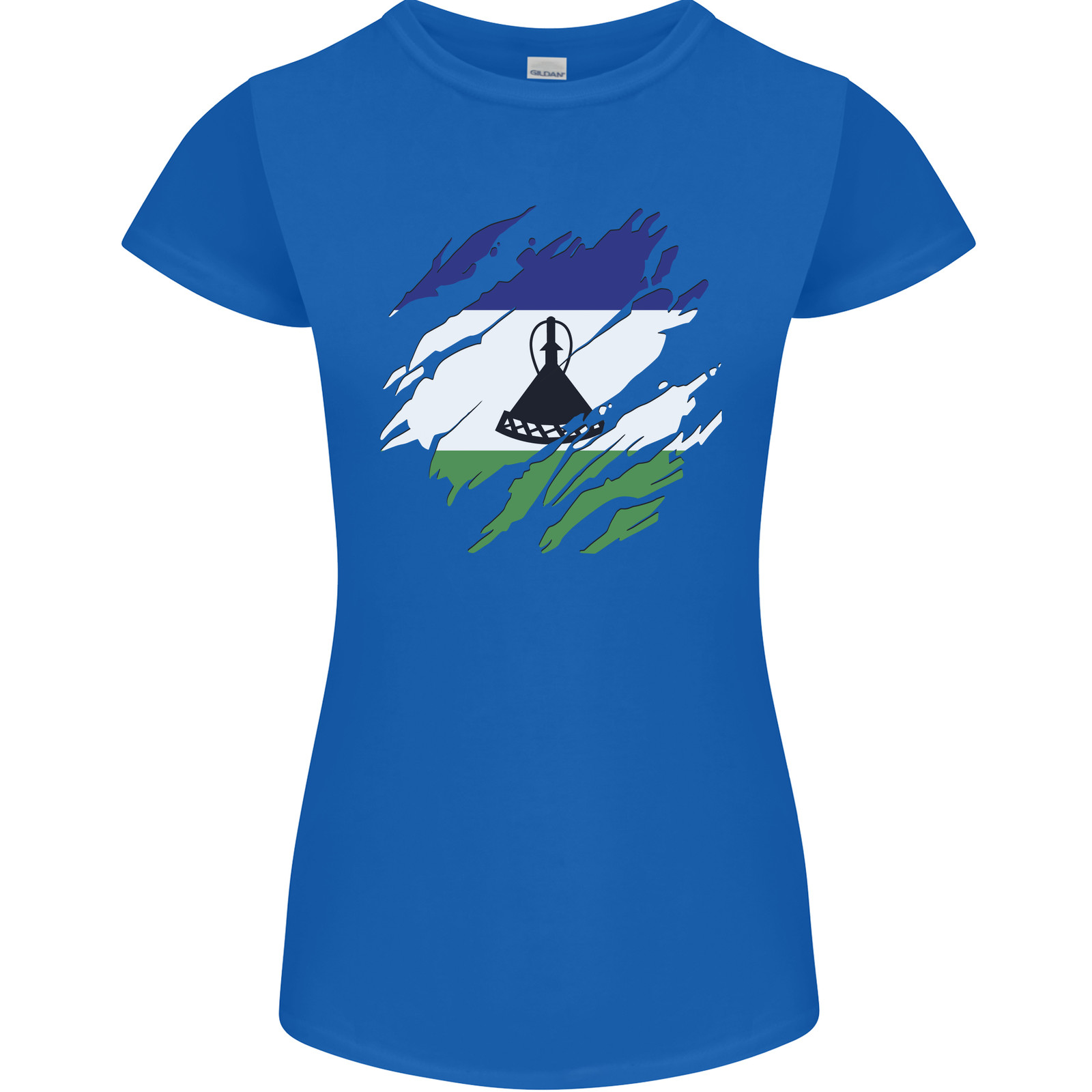Torn Lesotho Flag Basotho Day Football Womens Petite Cut T-Shirt