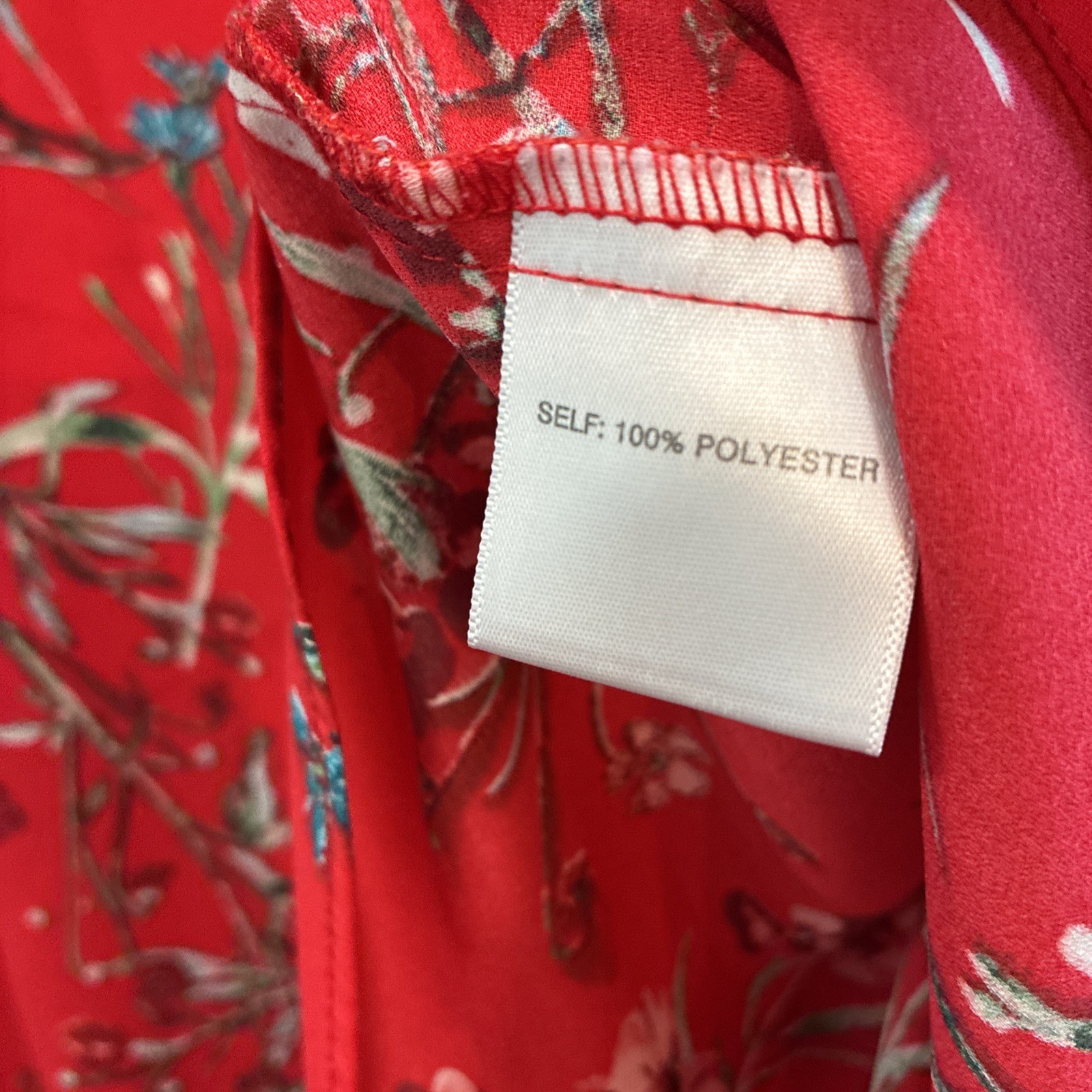 Rose & Olive Women’s Red Multicolor Floral LS V Neck Blouse Size M