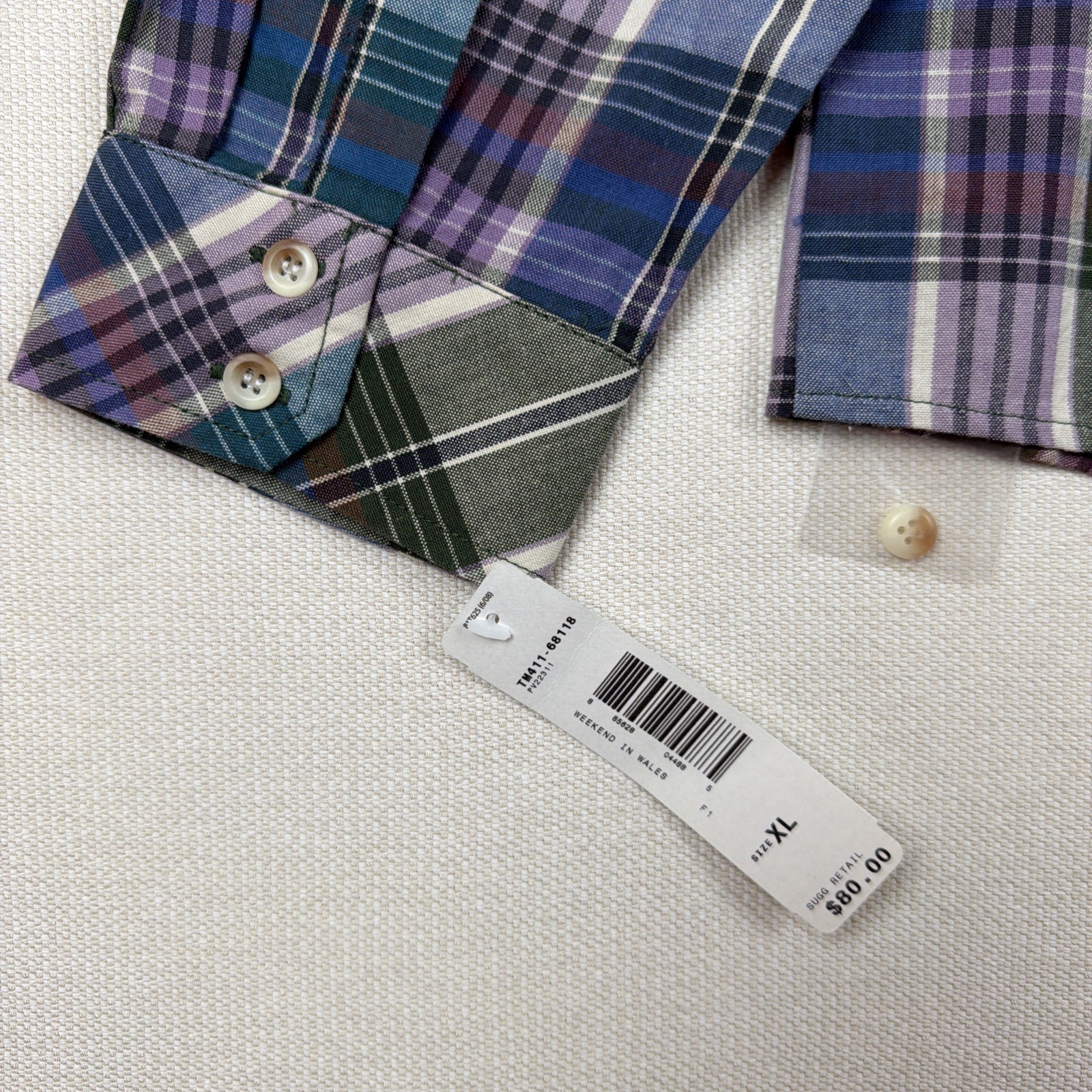 Pendleton Plaid Button Up Shirt Blouse Womens XL Ruffle Detail NWT Blue Green