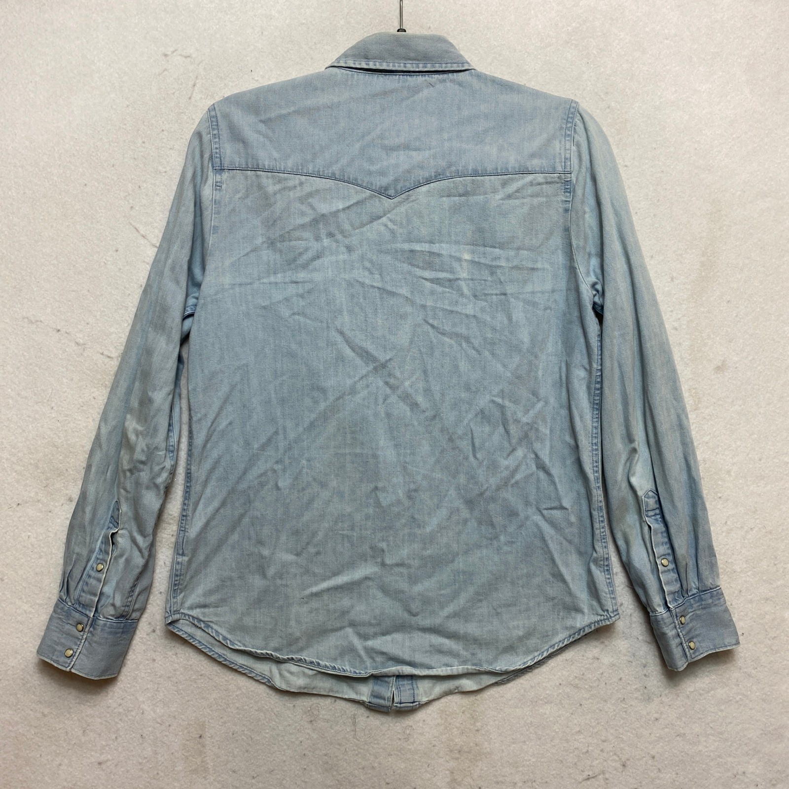 Aerie Denim Shirt Womens Small Blue Pearl Snap Cotton Button Up