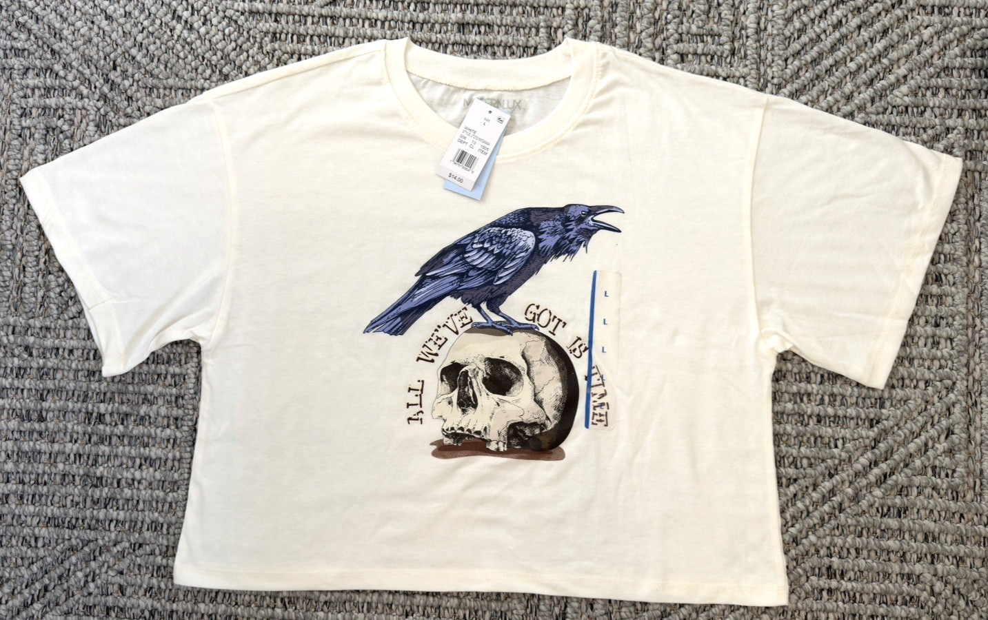 Graphic Cropped Tee Women’s Large Cream NWT