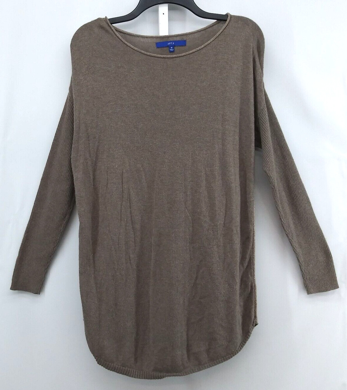 Apt. 9 Shirt Womens Medium Light Brown Glitter Accent Long Sleeve Pullover Top