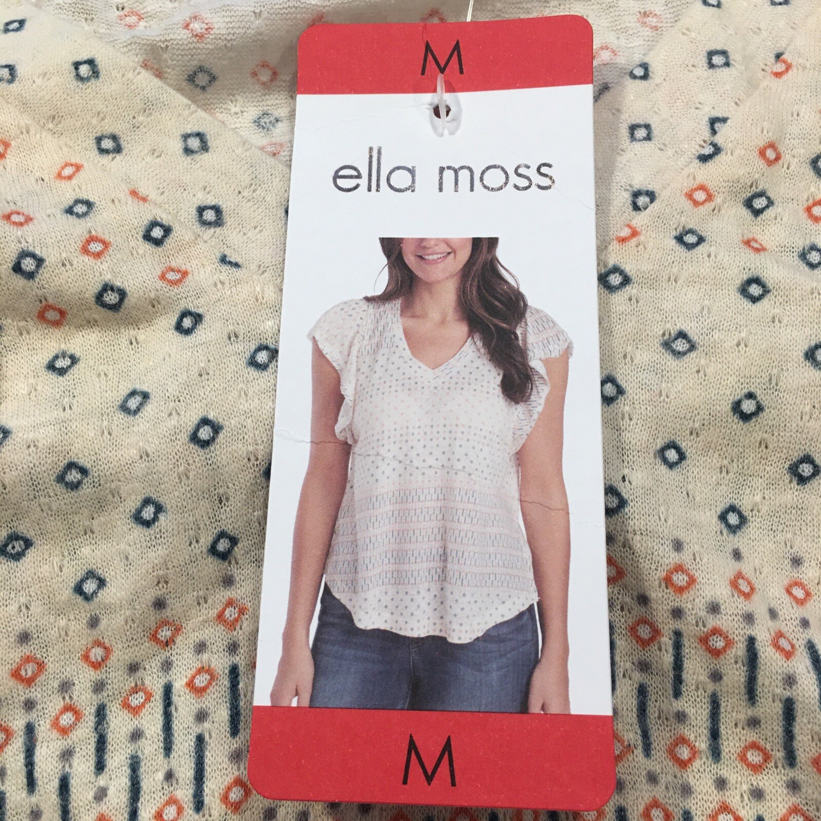 Ella Moss New Junior Size Medium V-Neck Lightweight Boho Top
