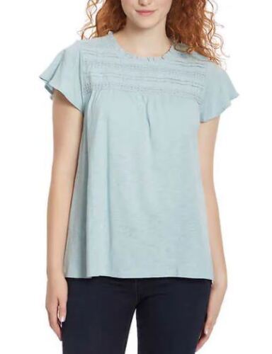 Ella Moss Ladies’ Eyelet Knit Top Blouse Short Sleeve Shirt F31