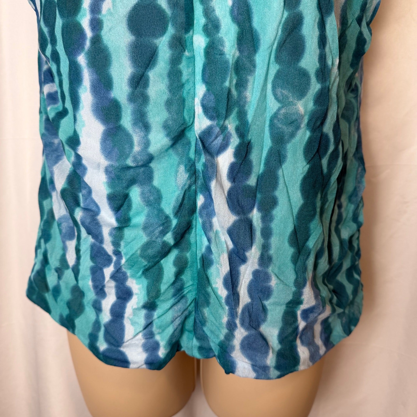 Pendleton Silk Blend Abstract Watercolor Tank Top Blue Teal Size L Artsy FLAW
