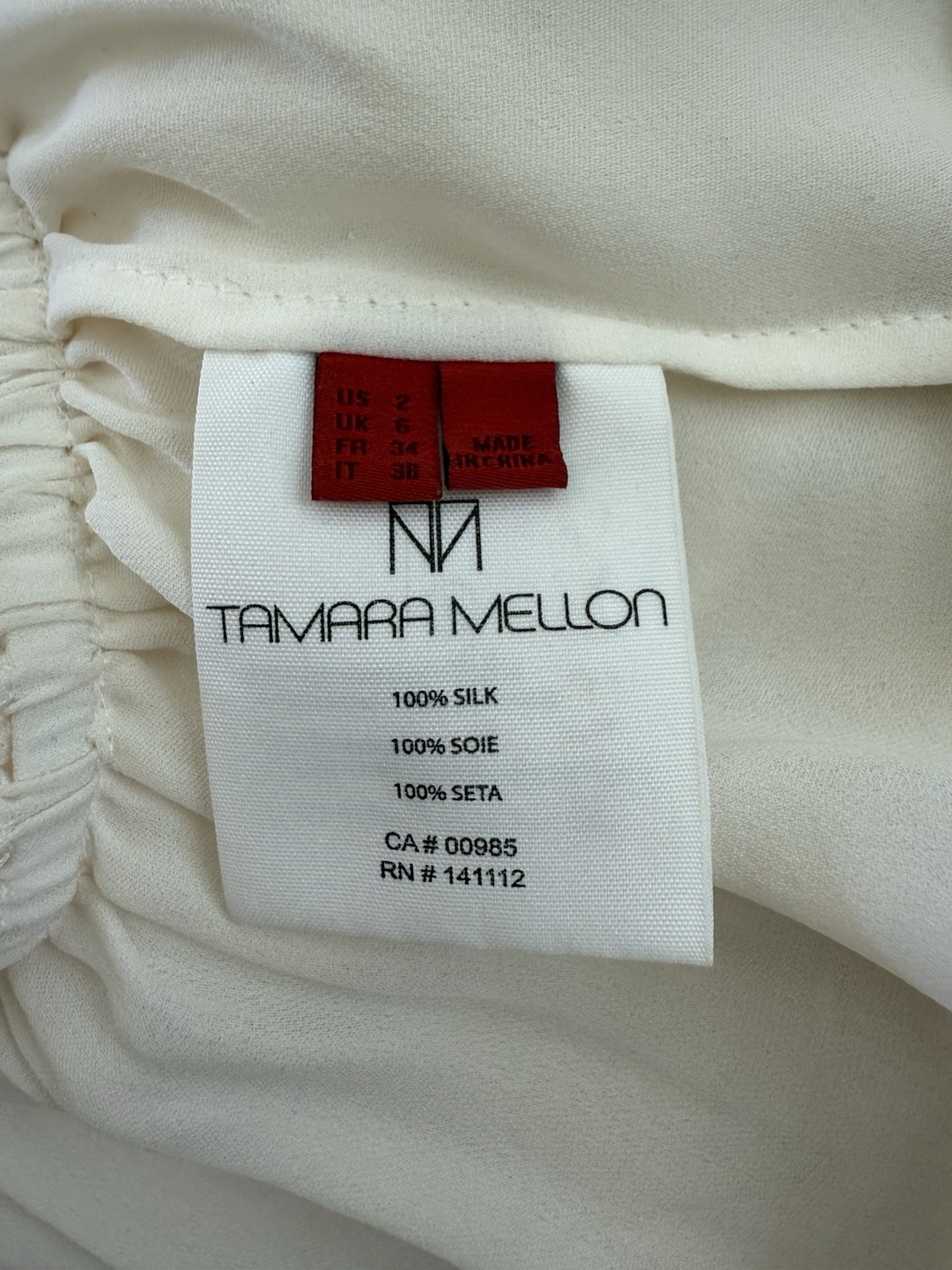 Tamara Mellon Cream Silk Drape Blouse Size 2