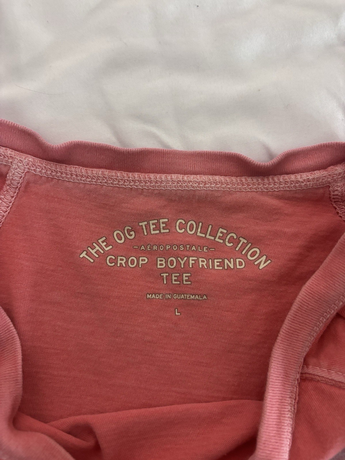 Aéropostale OG Tee Collection Cropped Boyfriend Tee Pink Malibu CA Graphic L