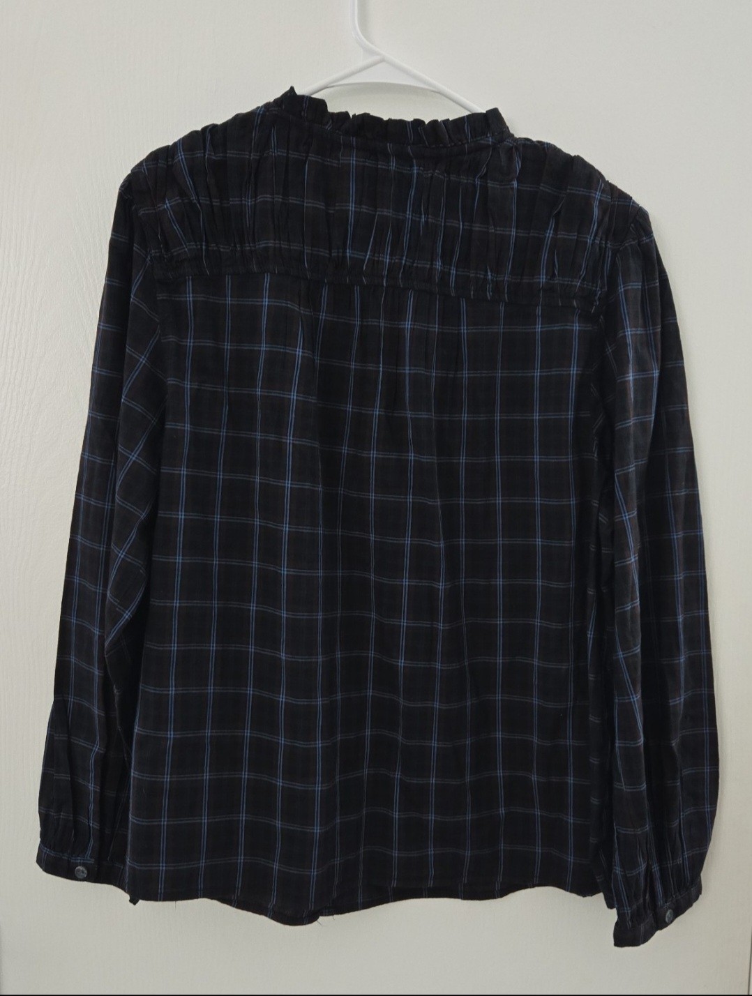 Time and Tru Women’s Plaid Ruffle Neck Button Front Blouse XXL (20) NWT