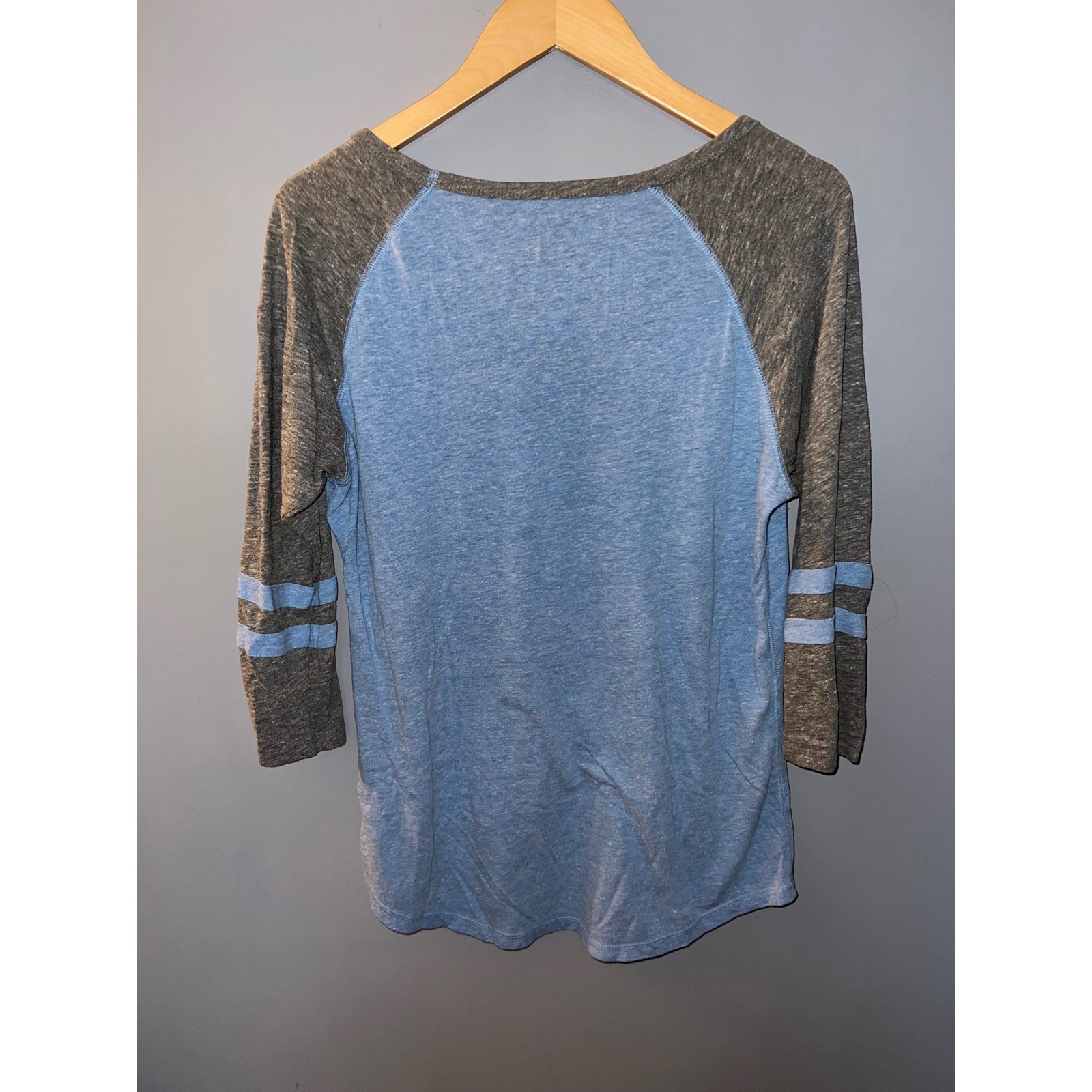 Kansas City Baseball Raglan Tee 5th & Ocean New Era Blue Grey 3/4 Sleeve Large