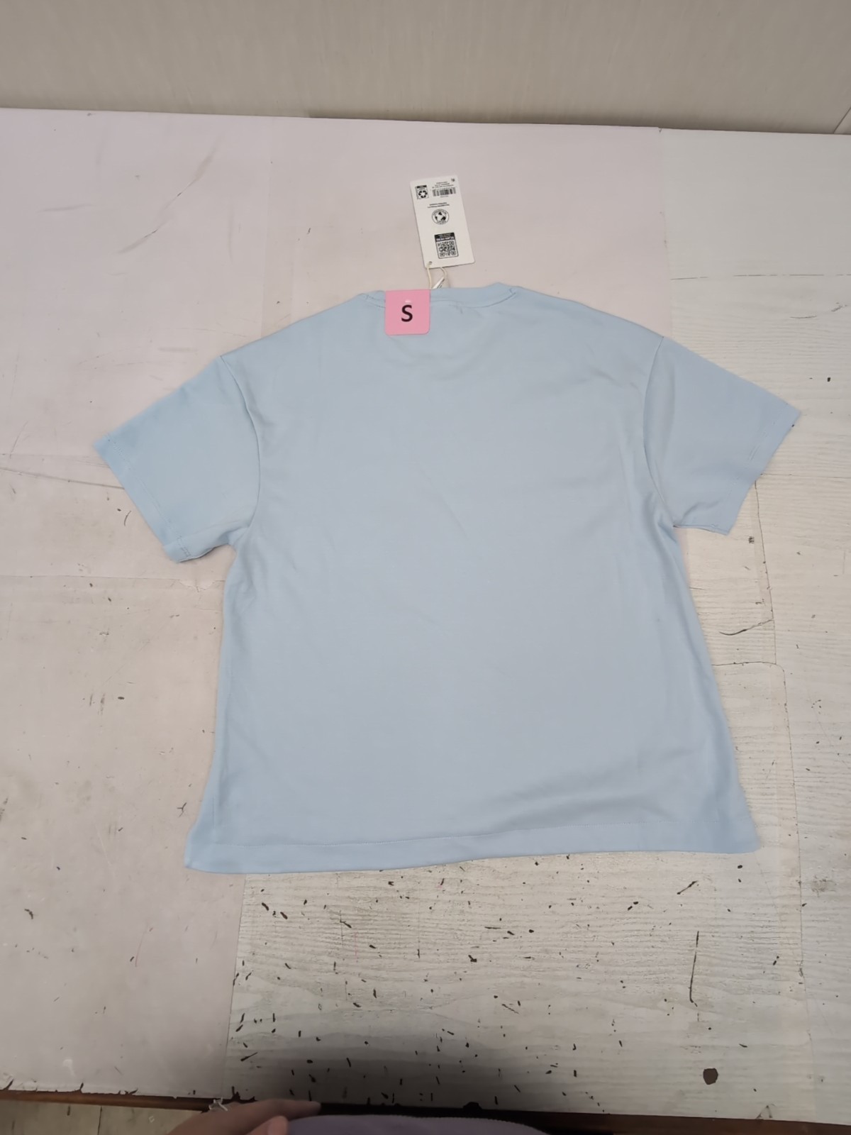 MM Wmns Relaxed Fit Drop-Tail Hem Sandwash Short Sleeve Tee Blue Sz Sm GL22