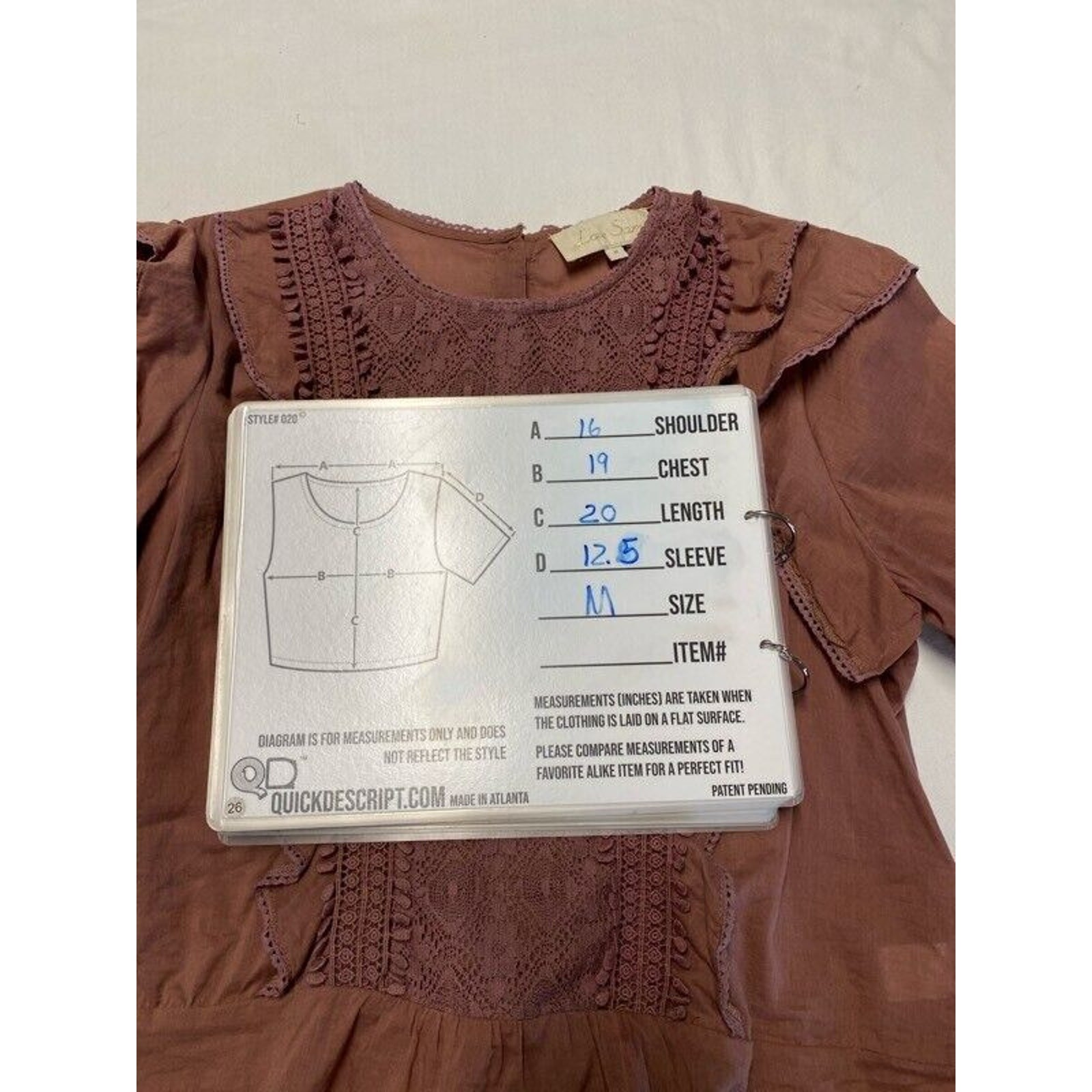 Love Sam Lace & Ruffle Trimmed Scoop Neck top pink rosewood sz medium