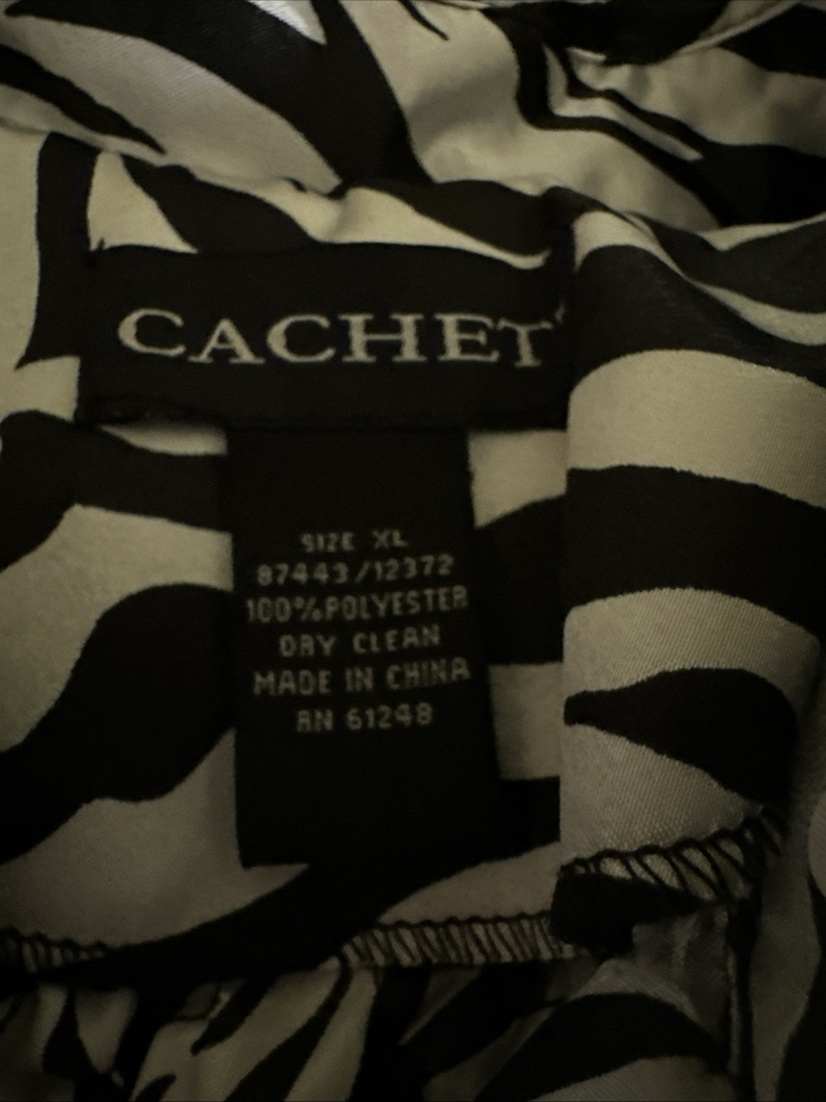Cachet Blazer Jacket Blouse XL Stretch Fabric Black White Animal Print Stripe
