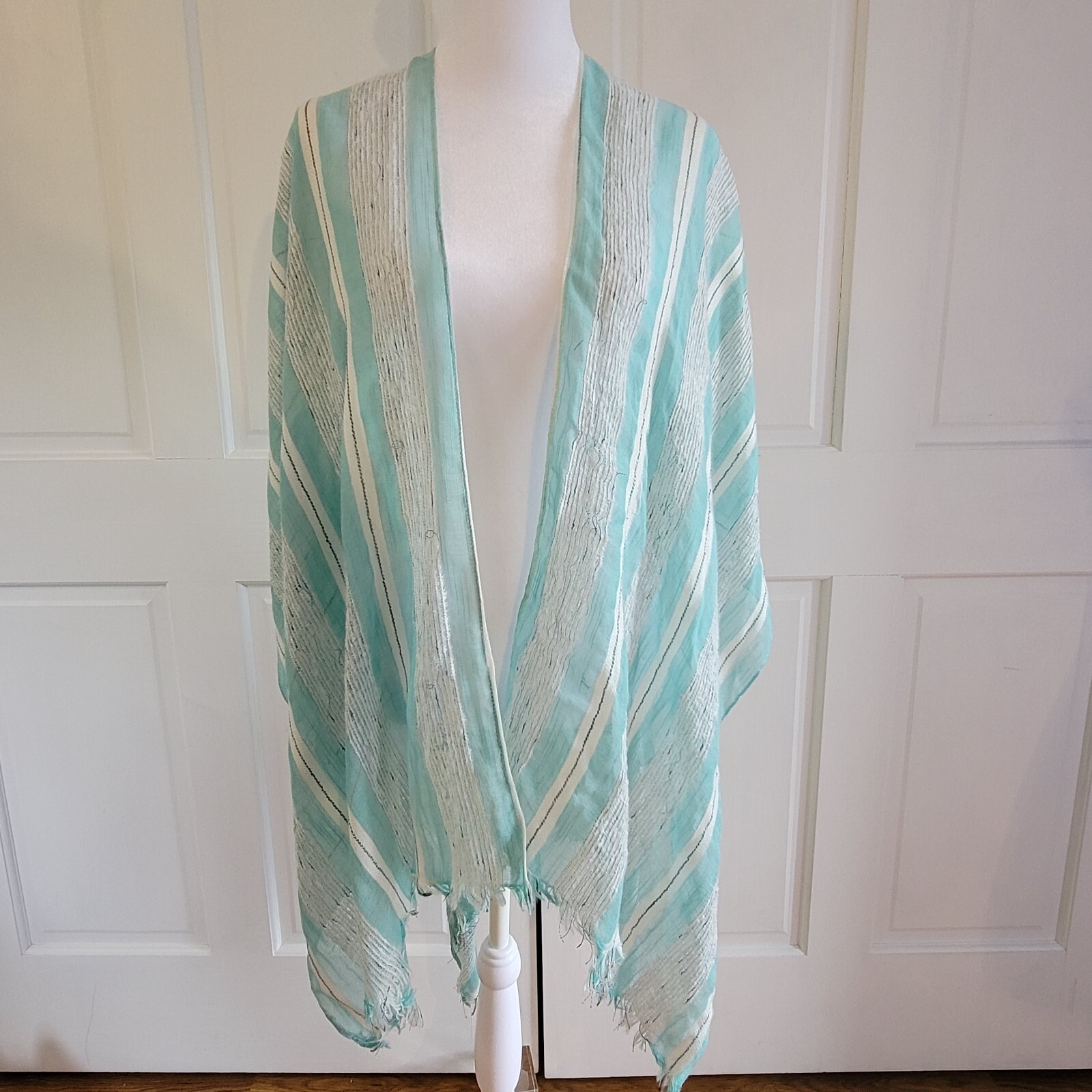 Do Everything in Love – Beachy striped cardigan coverup Aqua Marine/White/Black