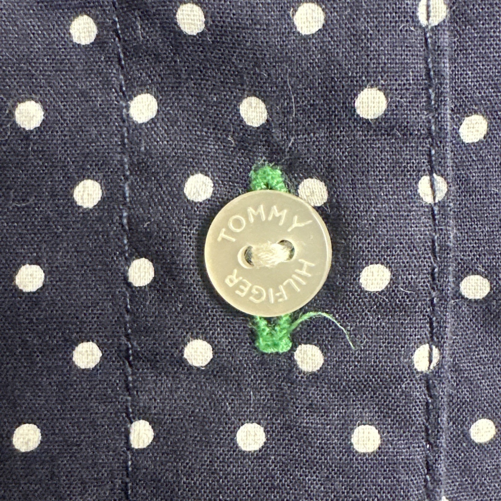 Tommy Hilfiger Women’s Polka Dot Shirt M Navy & White Top Long Sleeve Flip Cuff