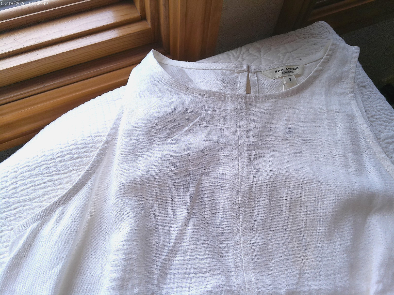 MAX STUDIO SMALL WHITE SLEEVELESS LINEN BLEND A-LINE OPEN BUTTON BACK VENTS $98