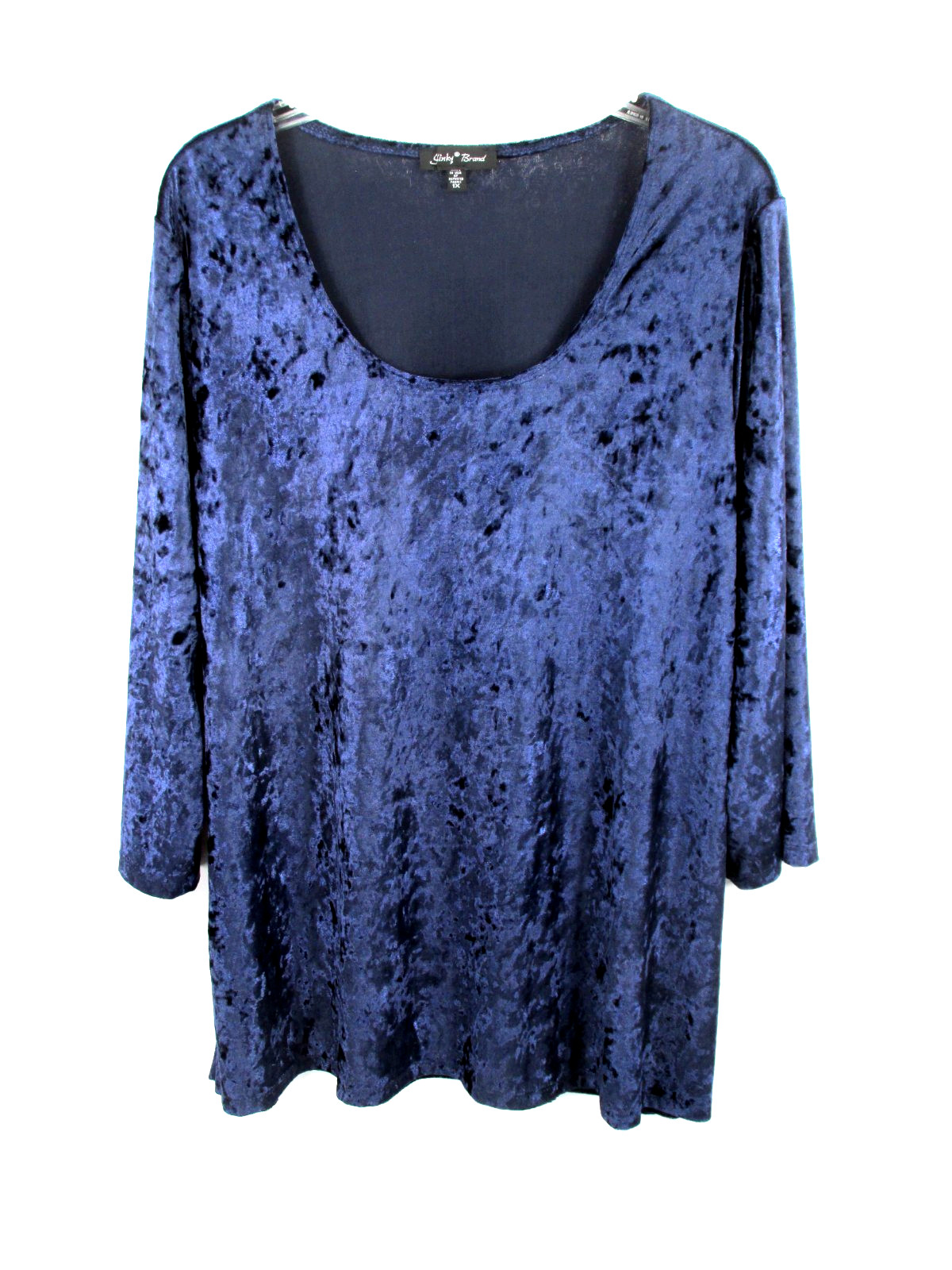 SLINKY Pullover Crushed Velvet Women 1X Dark Blue Stretch Lagenlook Minimalist