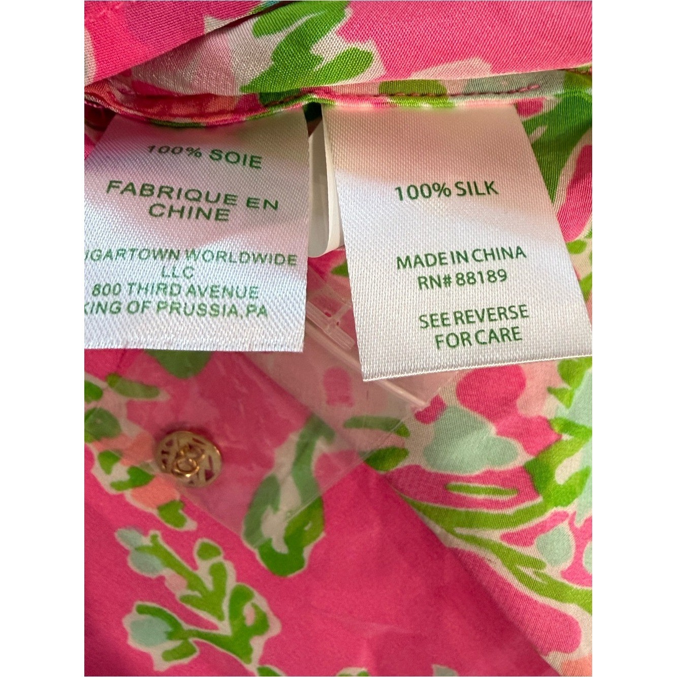 Lilly Pulitzer NWT Elsa Silk Top Flamingo Pink Southern Charm Floral Sz M