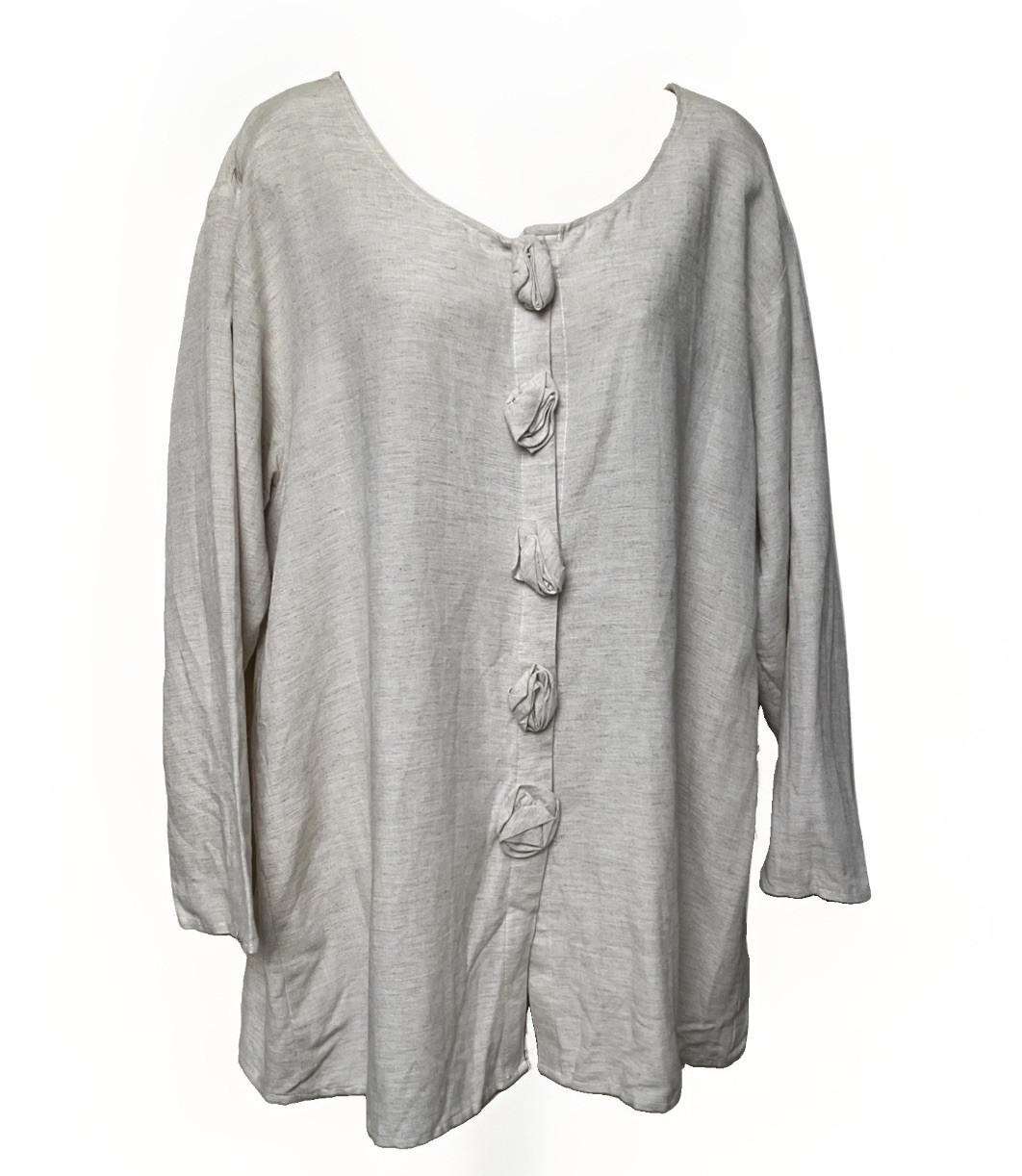 Lew Magram Rayon Linen Tunic Jacket Oversized Medium Boxy Lagenlook Coastal