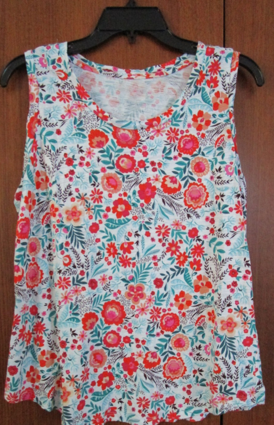 Blue Sol Floral Tank Top Sz Large Cotton Modal Bust 39 Length 23 in