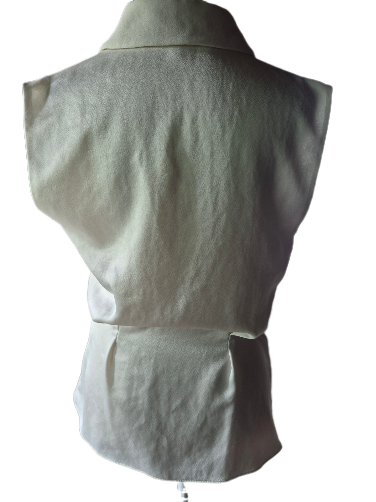 CARVEN Paris France Designer Sleeveless Wrap Blouse Top Off-White Cream, Size 36