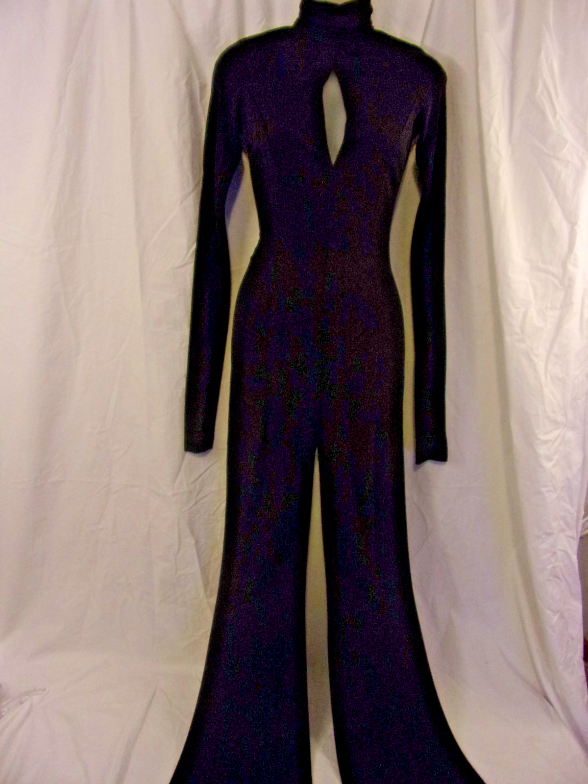 Vintage Escada Black Mock Turtle Long Sleeve Halter Jumpsuit 34 Cut Outs