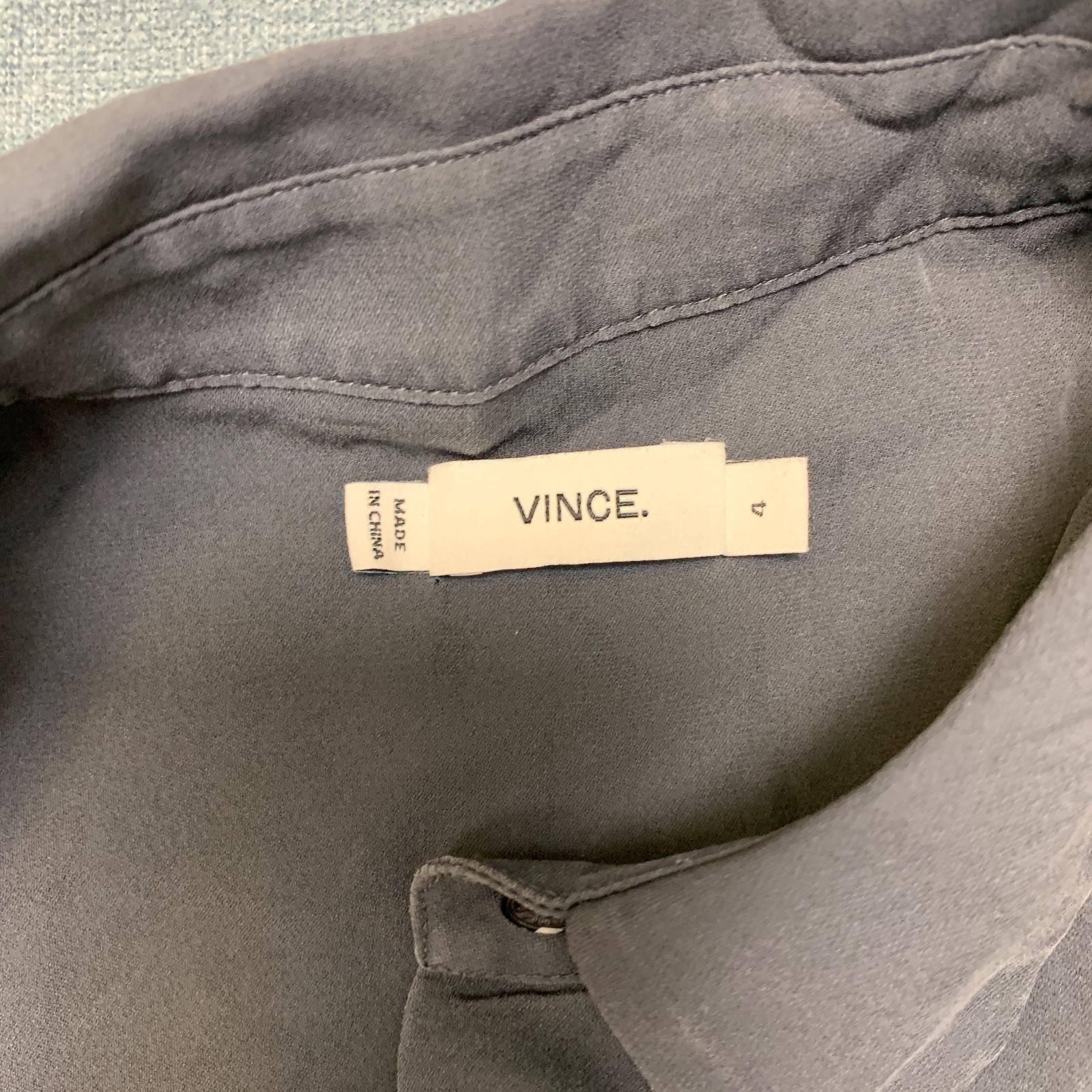 Vince Shirt Womens 4 Gray Casual Long Sleeve Collared Classic Button Front