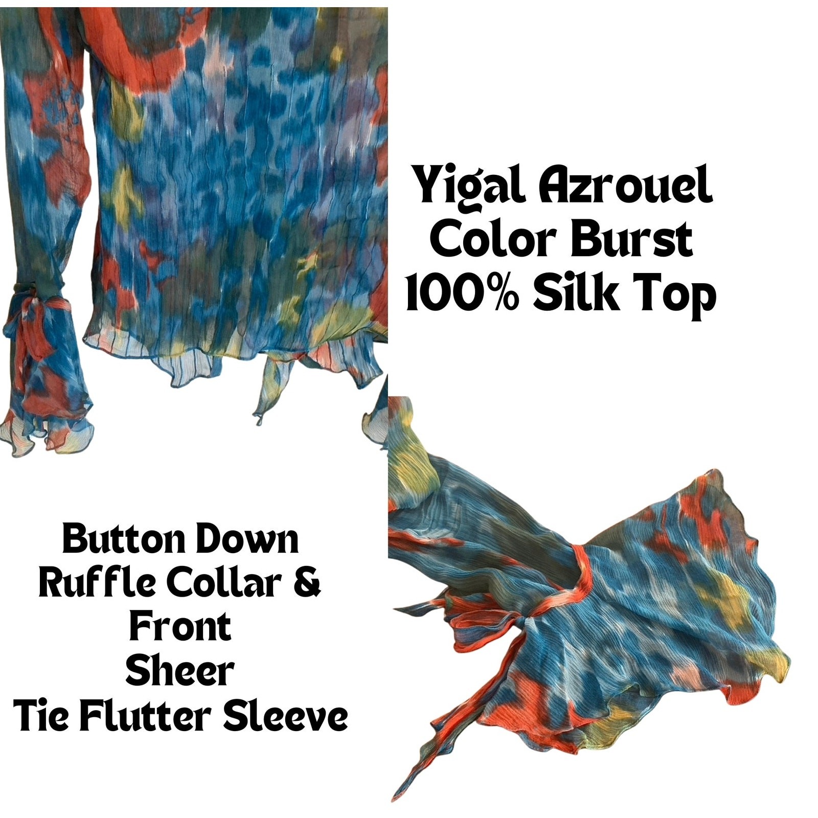 Yigal Azrouel 100% Silk, Sheer Color Splash Blouse