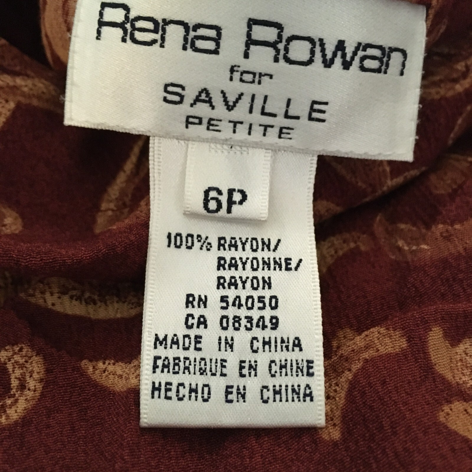 Vintage RENA ROWAN FOR SAVILLE Petite Paisley BLOUSE SIZE 6 with tags