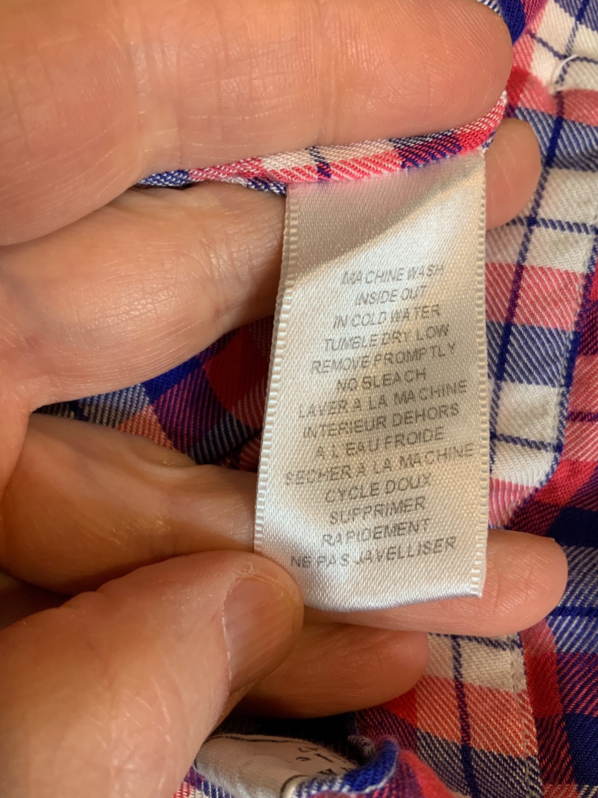 Frank & Eileen Pink Blue White Flannel Plaid Eileen Button-Up Shirt, Size S