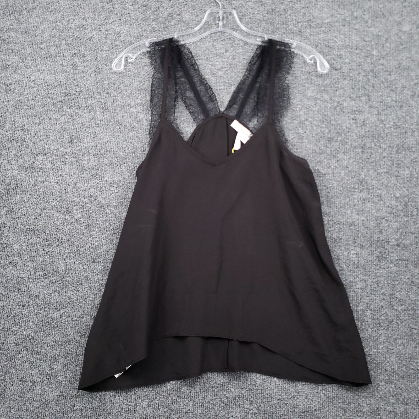 BCBGeneration Tank Womens XS Black Swing V-Neck Lace Strap Polyester NEW