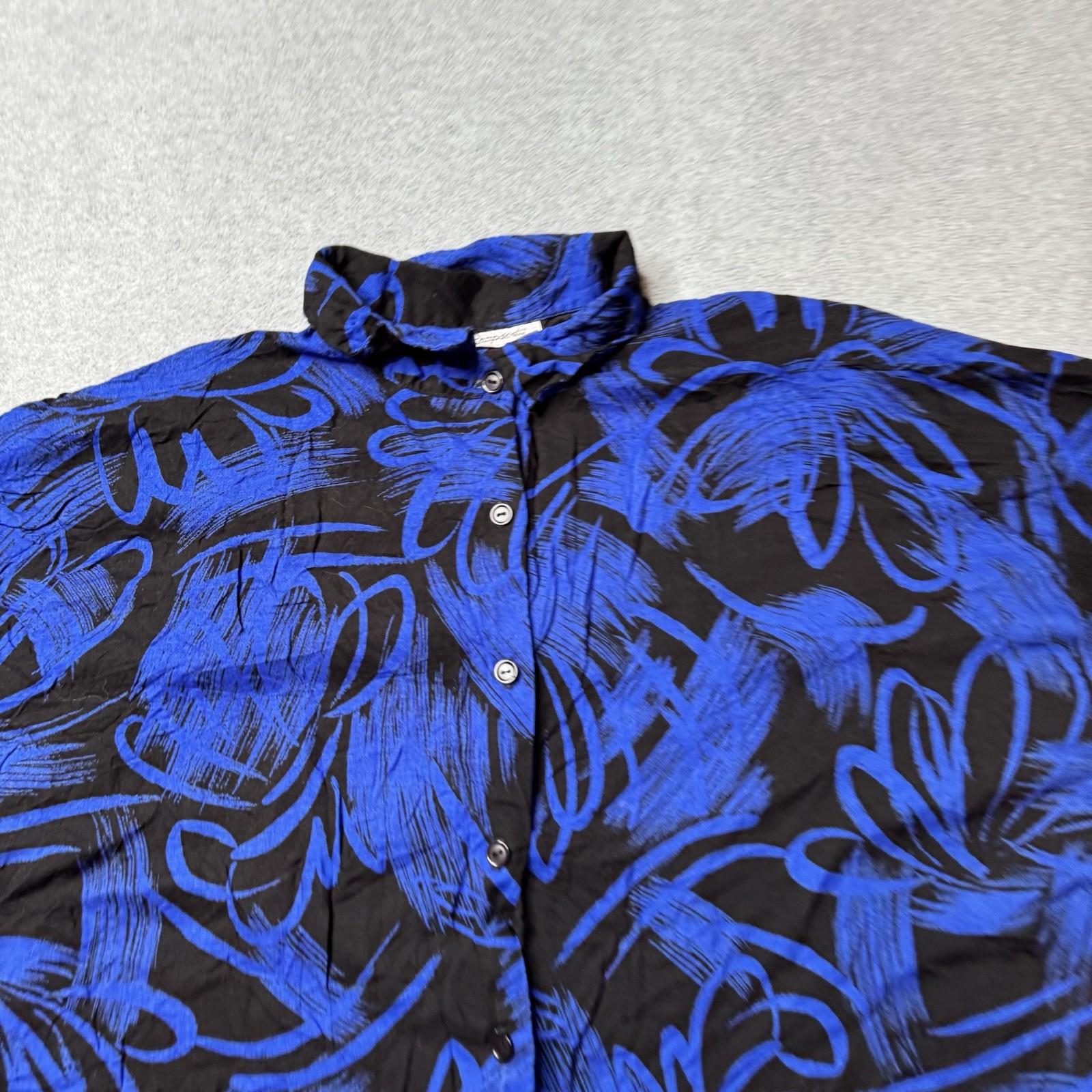 Vintage Rhapsody Shirt Womens Large Colorful Floral Rayon Hawaiian Beach USA 90s