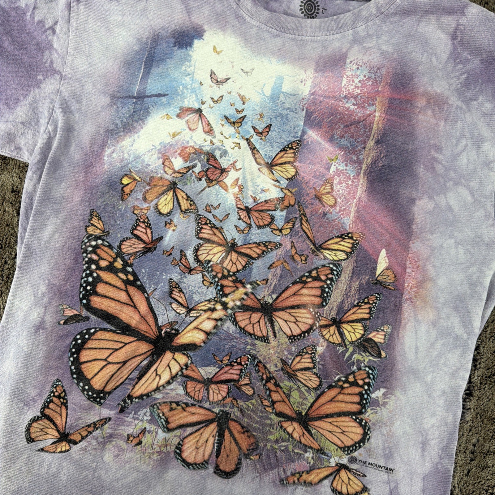 The Mountain Size Large Purple Y2k Monarch Butterfly Short Sleeve Tee Fairy