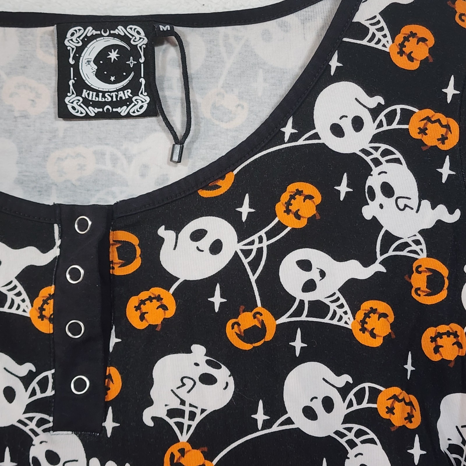 KILLSTAR Medium Oversized Top Ghost BLACK Tunic Nighty PREOWNED EC GOTH COMFY