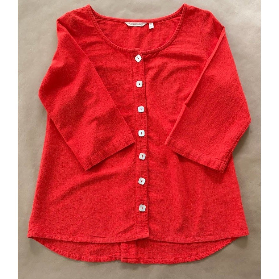 Soft Surroundings Cotton Button Front Top XS Lagenlook Coastal Grandma Natural