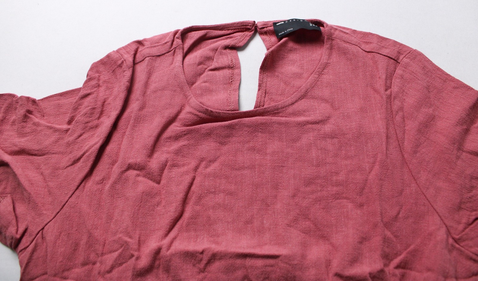 ASOS Design Women’s Solid Short Sleeve Linen Blend Top WR4 Blush Size 6