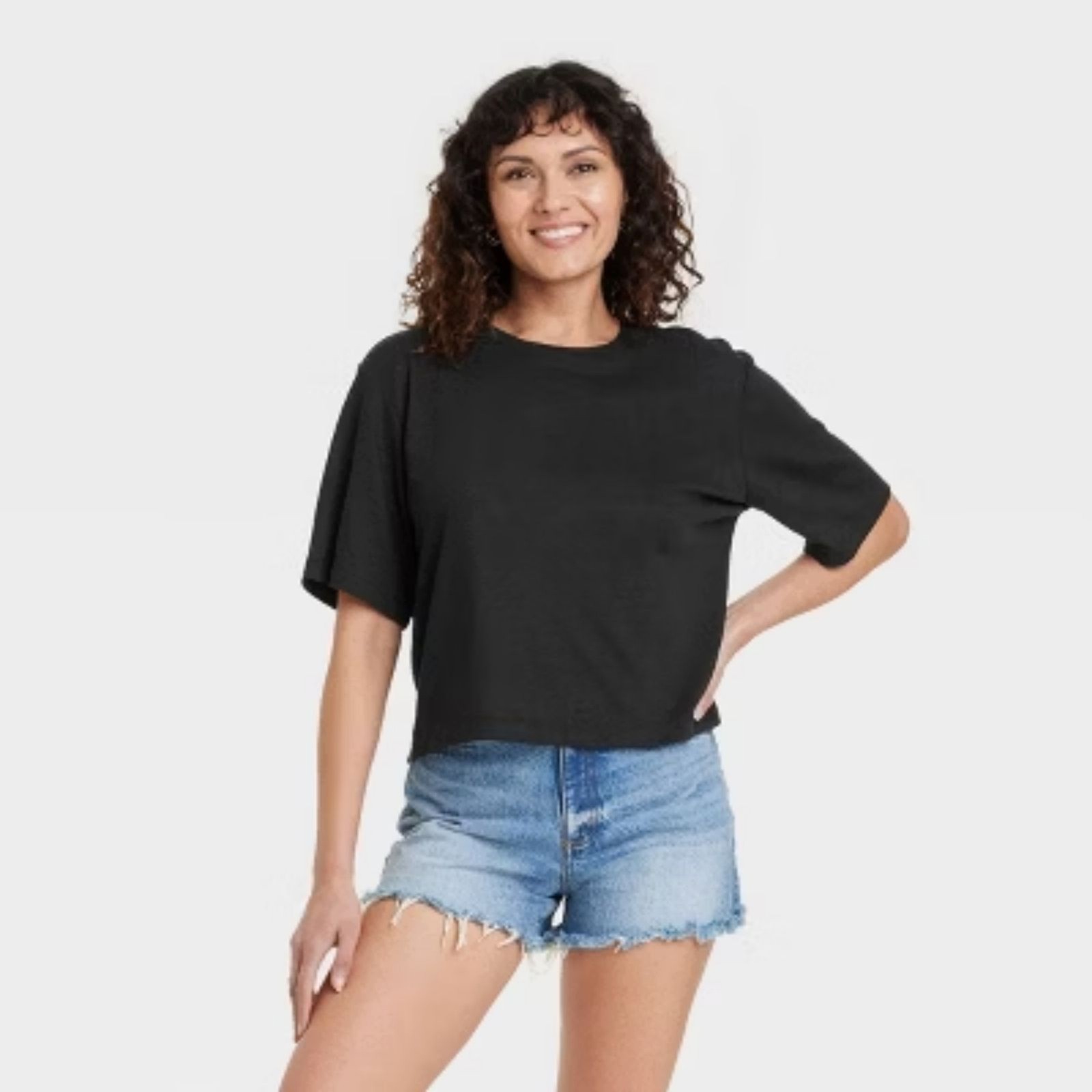 Women’s Elbow Sleeve Boxy T-Shirt – Universal Thread – Black XL
